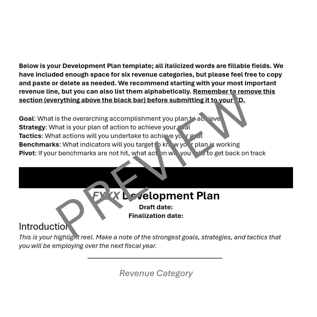 Nonprofit Fundraising Development Plan Template
